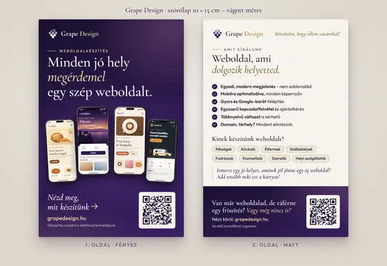 A Grape Design kétoldalas szórólapja